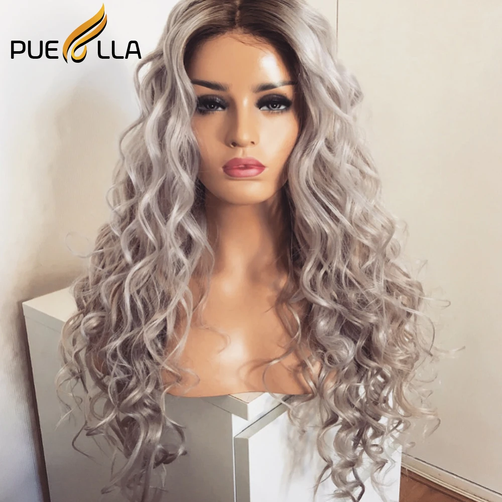 

Ombre Grey Loose Deep Curly Human Hair Wig Silver 13x6 HD Lace Frontal Wig Brazilian Remy Transparent Human Hair Wigs For Women