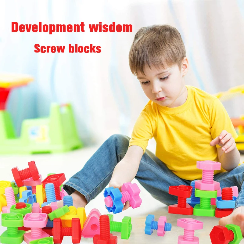 Bolts Toys Montessori Plastic Matching Children's Educational Desktop Screw Building Blocks Nut Shape Cognitive | Игрушки и хобби