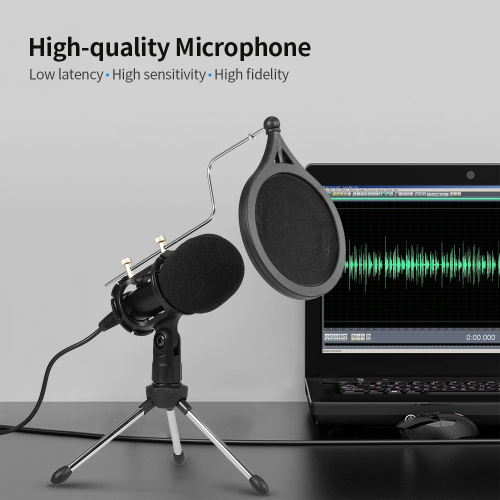 Микрофон для записи конденсаторный USB микрофон в комплекте караоке голосовой
