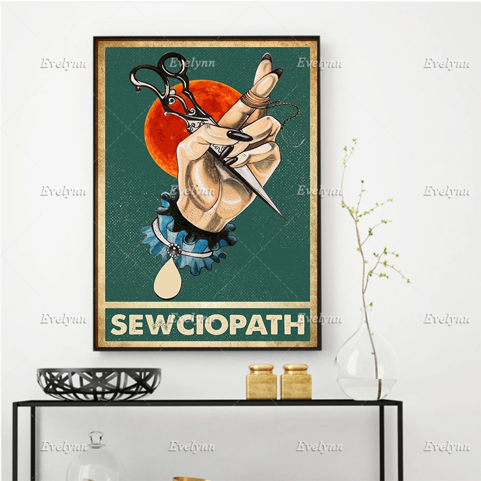Sewciopath постер для шитья, ткань для шитья, вязание крючком из шерсти пряжа, постер, домашний декор, холст, настенные художественные принты, подарок, плавающая рамка