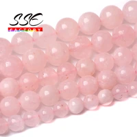 natural pink crystal jades beads for jewelry making round loose spacers stone beads diy bracelets necklaces accessories 6 8 10mm