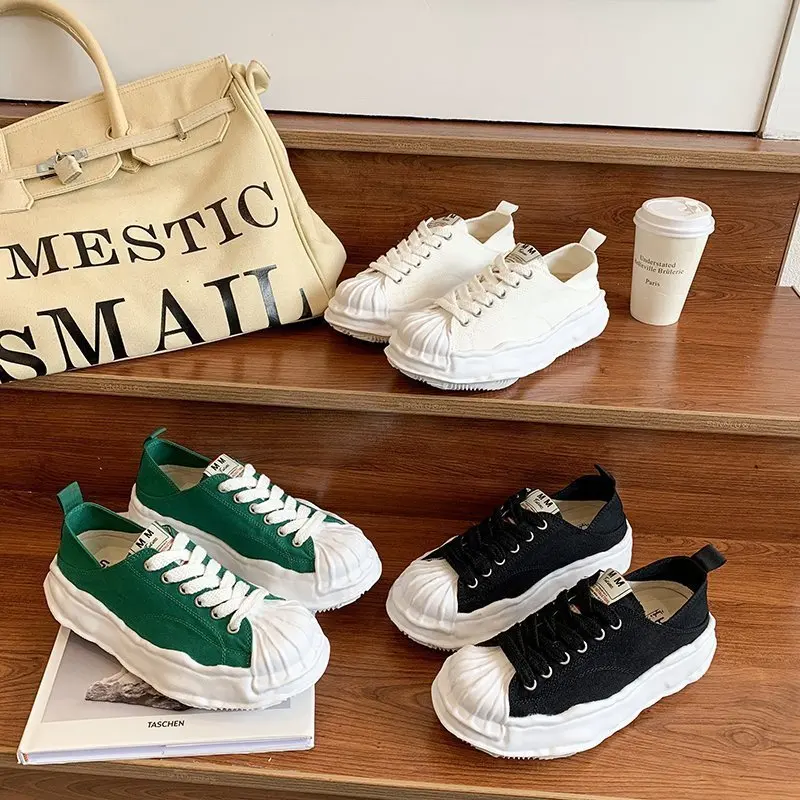 

New Canvas Sneakers Women Platform Vulcanize Shoes 2021 Spring Summer Thick Sole Low Top Ladies Casual Shoes Female Footwear