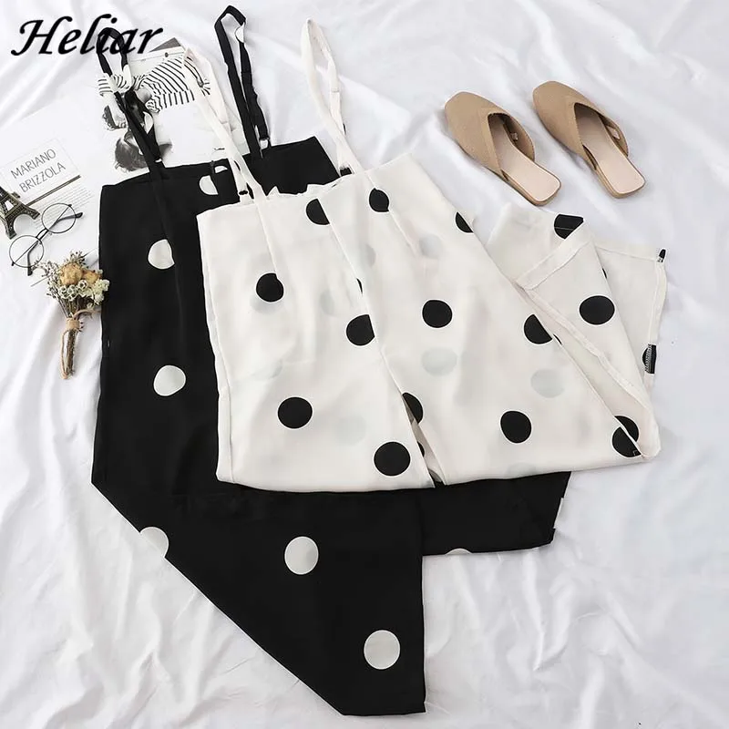 Комбинезон женский летний в горошек на тонких бретельках | Женская одежда