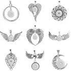 Женское винтажное ожерелье с подвеской на кнопках 18 мм, с ангельскими крыльями и перьями, антикварное серебристое Ювелирное Украшение