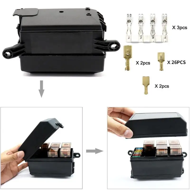 Universal 12V Car 6-Way Relay + 6 Slot ATO/ATC Blade Fuse Holder Box for Marine Automotive Motorsport | Автомобили и мотоциклы