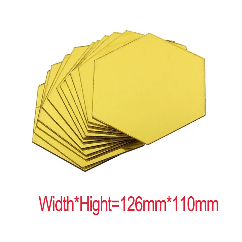 Зеркальные настенные 3D стикеры шестигранные акриловые съемные зеркальные