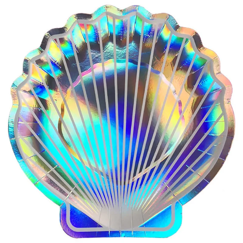 8 шт радужные сверкающая оболочка Бумага пластины Русалка блюдо Тема Свадьба