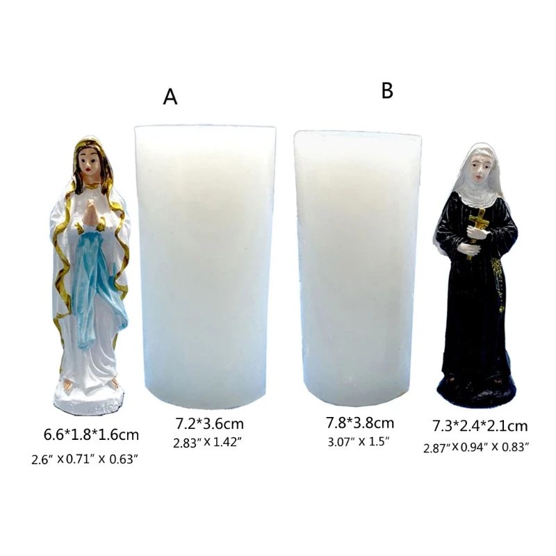 

Baking Mold Food Grade Soft Silicone Mould 3D Nun Portrait Resin Decoration Plaster Creative Candle Molds Resin Artwork G2AF