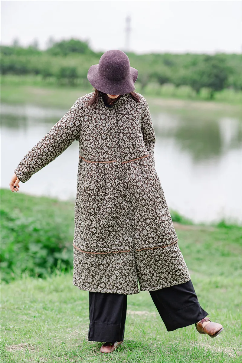 Платье с длинными рукавами в национальном стиле сезон осень зима Новинка