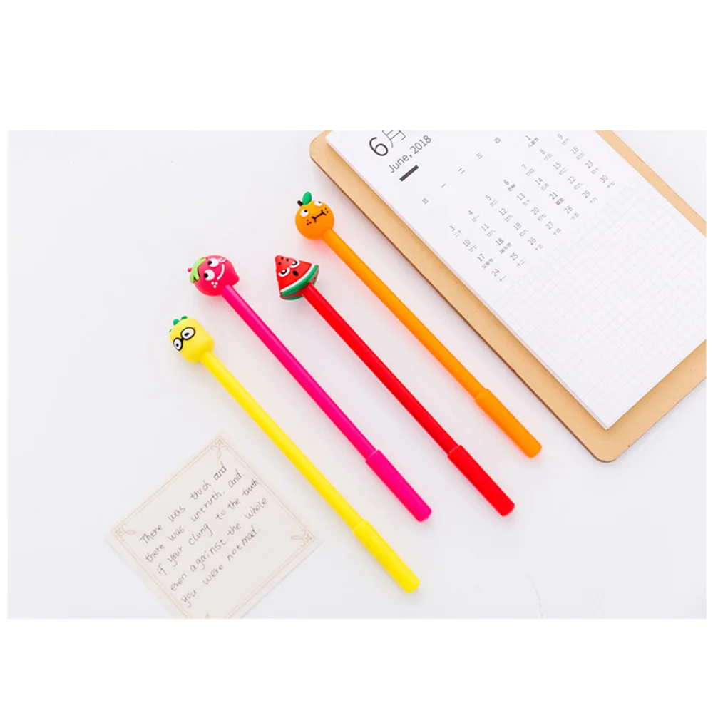 

12PCS 0.5mm Black Ink Rollerball Pen Rubber Fruit Ink Pen - Random Pattern