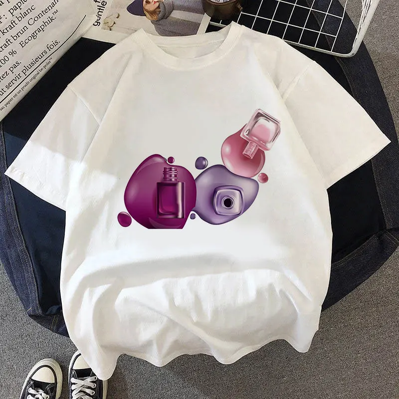 

Color nail polish short sleeves Colorful candy T-shirt Summer Fashion T Shirt Women Casual Harajuku Female T-shirt Tees Women