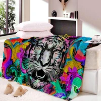 tiger cat dog print fleece blanket super soft cozy warm throw blanket micro fleece blanket for couch home bed sofa