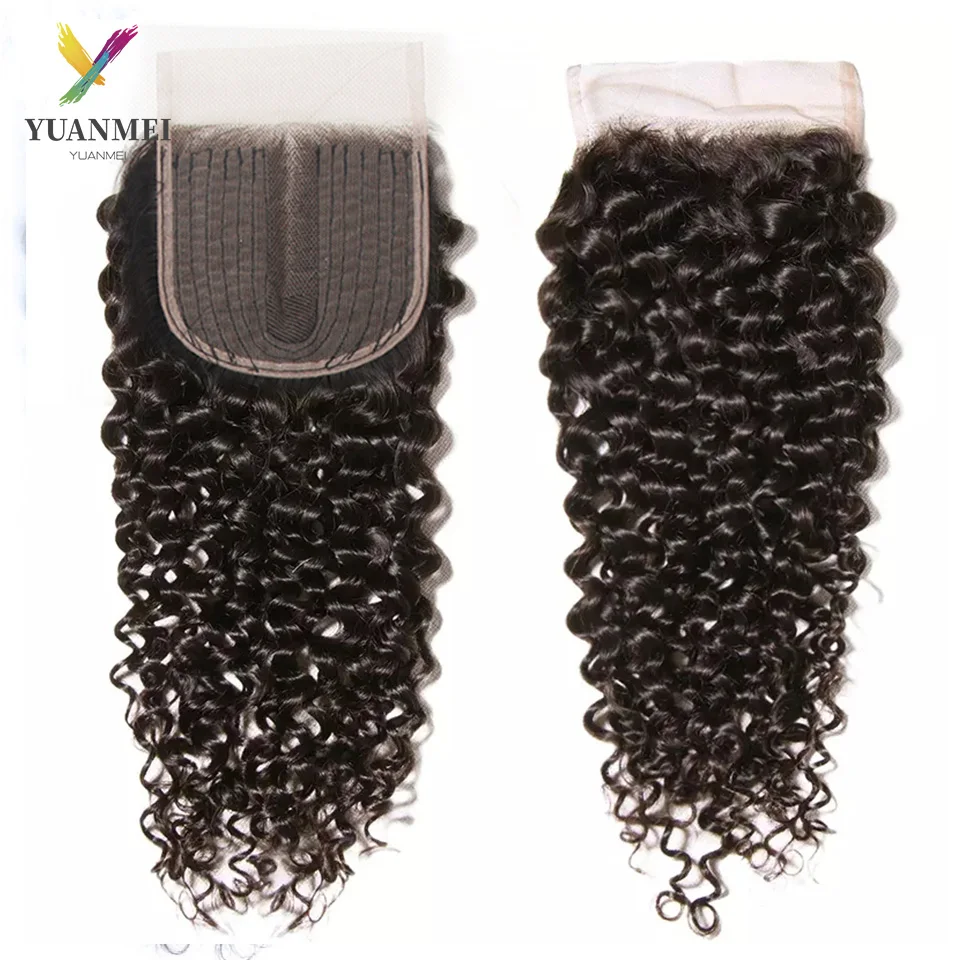 

Wholesale Kinky Curly Lace Closure Hair Brazilian T Part Remy Human Hair 4x4 Lace Closure 1/5 PCS 8-20 inch Middle Part Closure