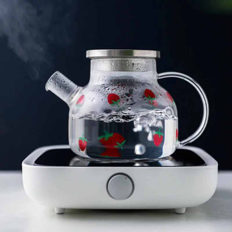 Креативный стеклянный чайник для воды в виде клубники вместительная бутылка