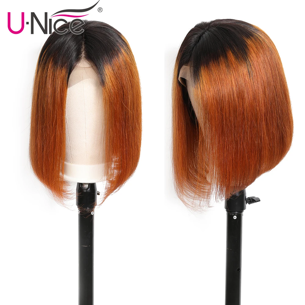 Волосы Unice 13*4 парик из человеческих волос 8 24 &quotOmbre Bob 99J|Парик натуральных на