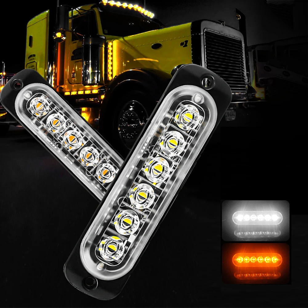 

4 In 1 LED Emergency Warning Light 12-24V 6LED Strobe Light Amber/White with Remote Police Flash Grille Light for Car Truck Boat