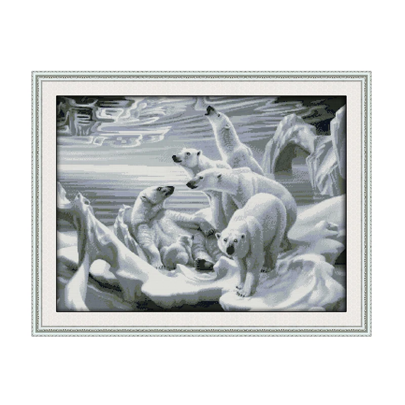 Набор для вышивки белым медведем 14 карат 11 холст с принтом ткань крестиком