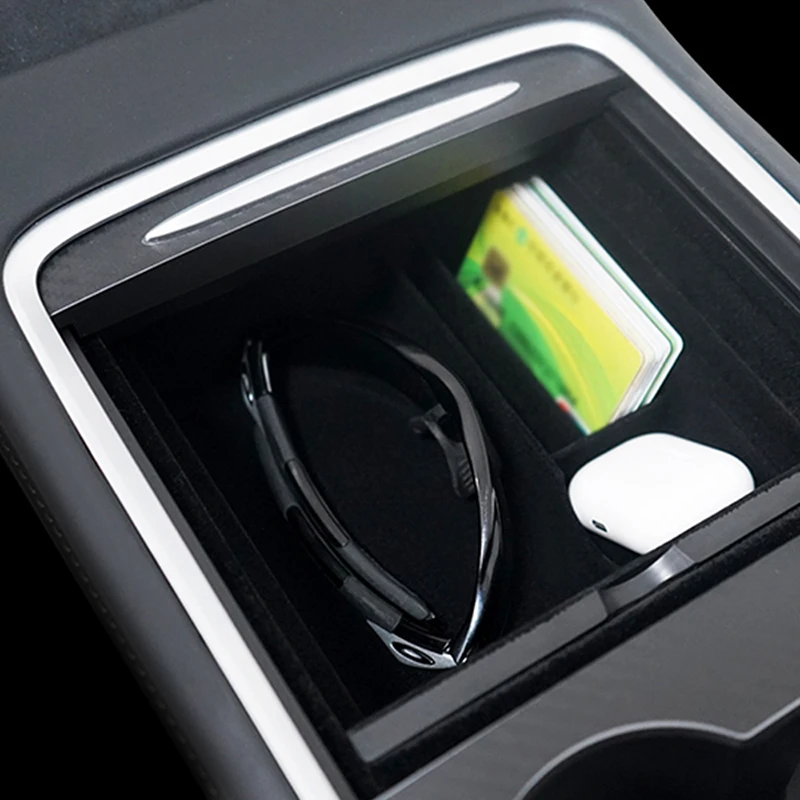

Center Console Organizer Car Central Armrest Storage Box For Tesla Model 3 Accessories Center Console Flocking Organizer