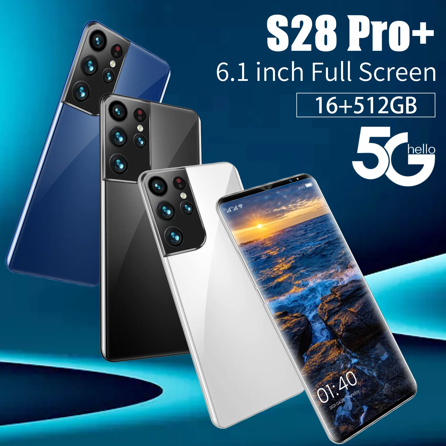 

The Latest S28pro+Global 5g Smart Game Phone6.1 inch 16 + 512gb Bual Card Dual Standby Andriod11.0mobile Phone6000mah32mp + 64mp