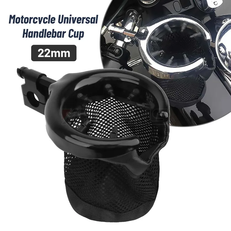 Comprar Portabotellas Universal Para Motocicleta Harley Touring, Portabotellas Negro Cromado De 22mm Para Manillar De Motocicleta Harley Touring Sportster Honda Yamaha Kawasak