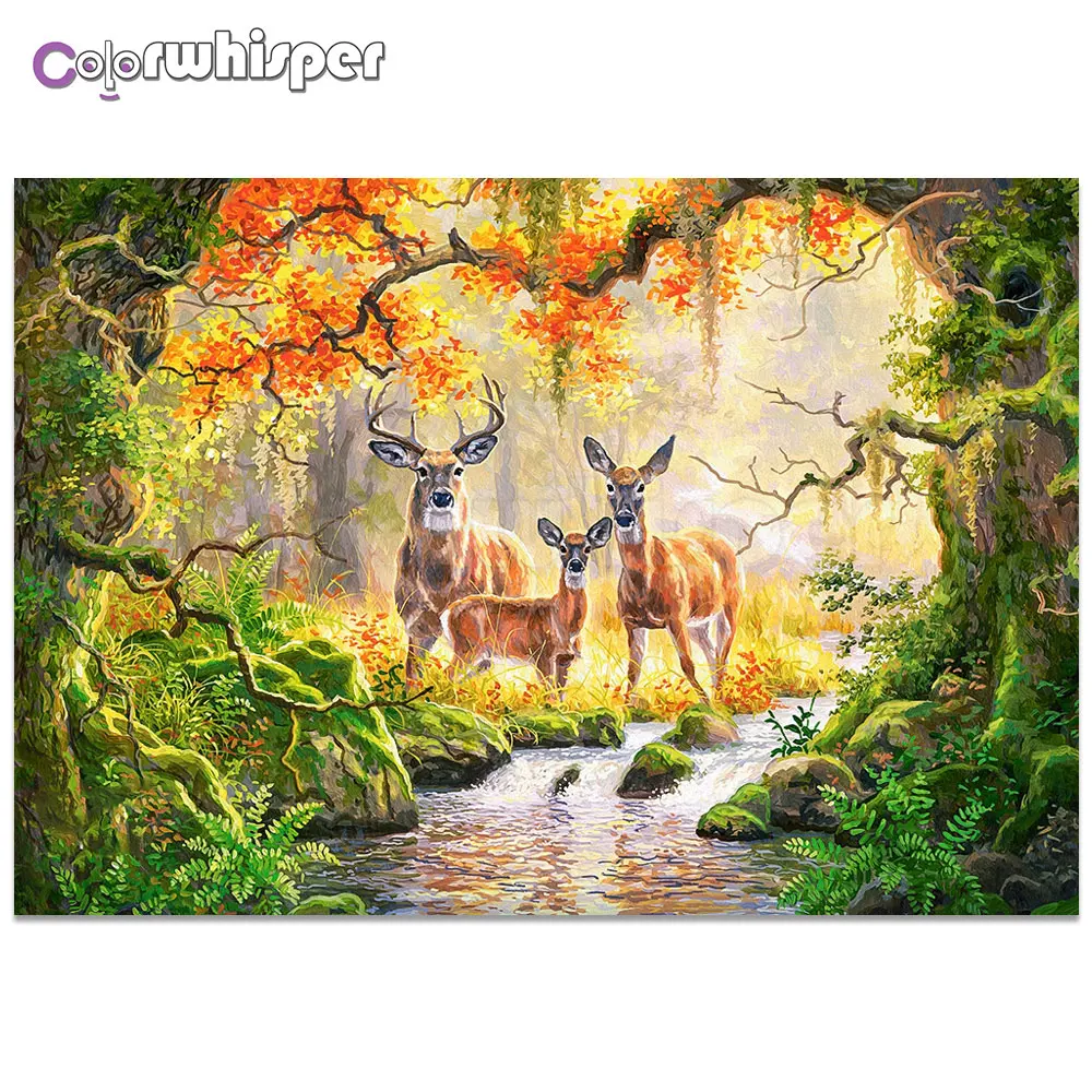 Алмазная живопись полноразмерная/круглая вышивка из страз 5D лес олень Набор для