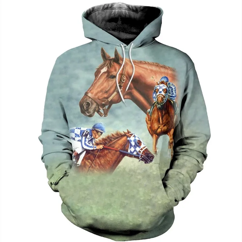 

Autumn and winter casual men's sweatshirt/pullover horse racing 3d printing zipper hoodie/sweatshirt fashion unisex hoodie S-5XL