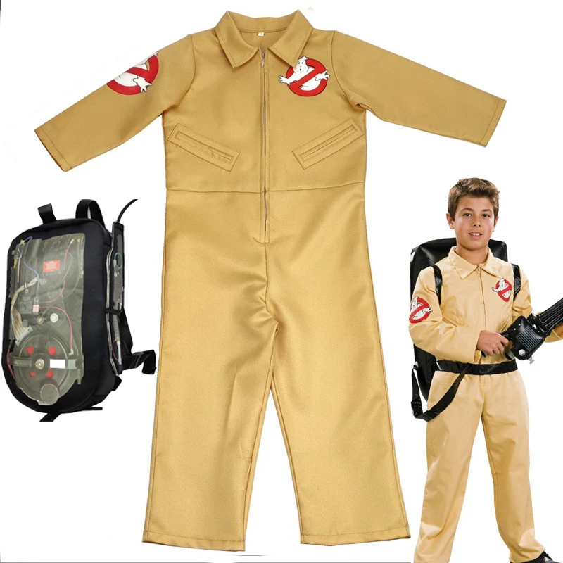 Movie theme Ghostbuster cosplay for kids 3-9 years old for adult 105- 190cm halloween costume unisex jumpsuit cloths backpack
