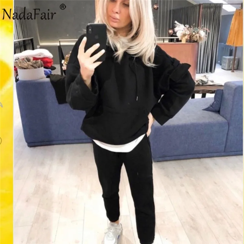 Женский спортивный костюм Nadafair повседневный из 2 предметов оверсайз Толстовка и
