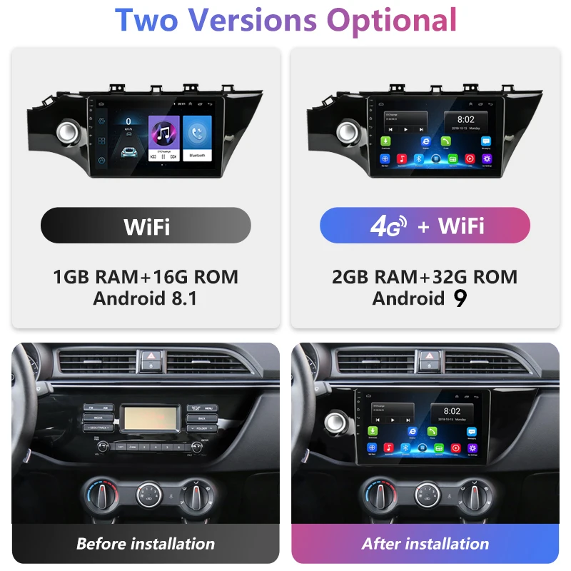 Автомагнитола 2 DIN мультимедийный видеоплеер на Android с GPS навигацией для KIA RIO 4 2017