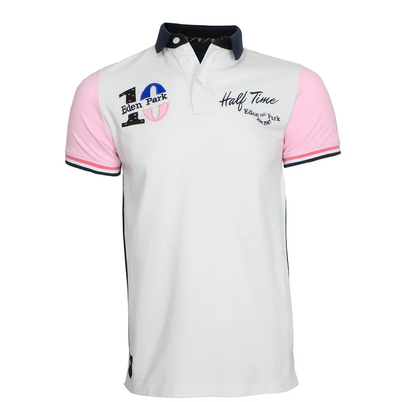 

onsale french Brand park Cotton Polos Men's Embroidery letter eden PoloShirt Men Casual Patchwork Male golf Tops Clothing
