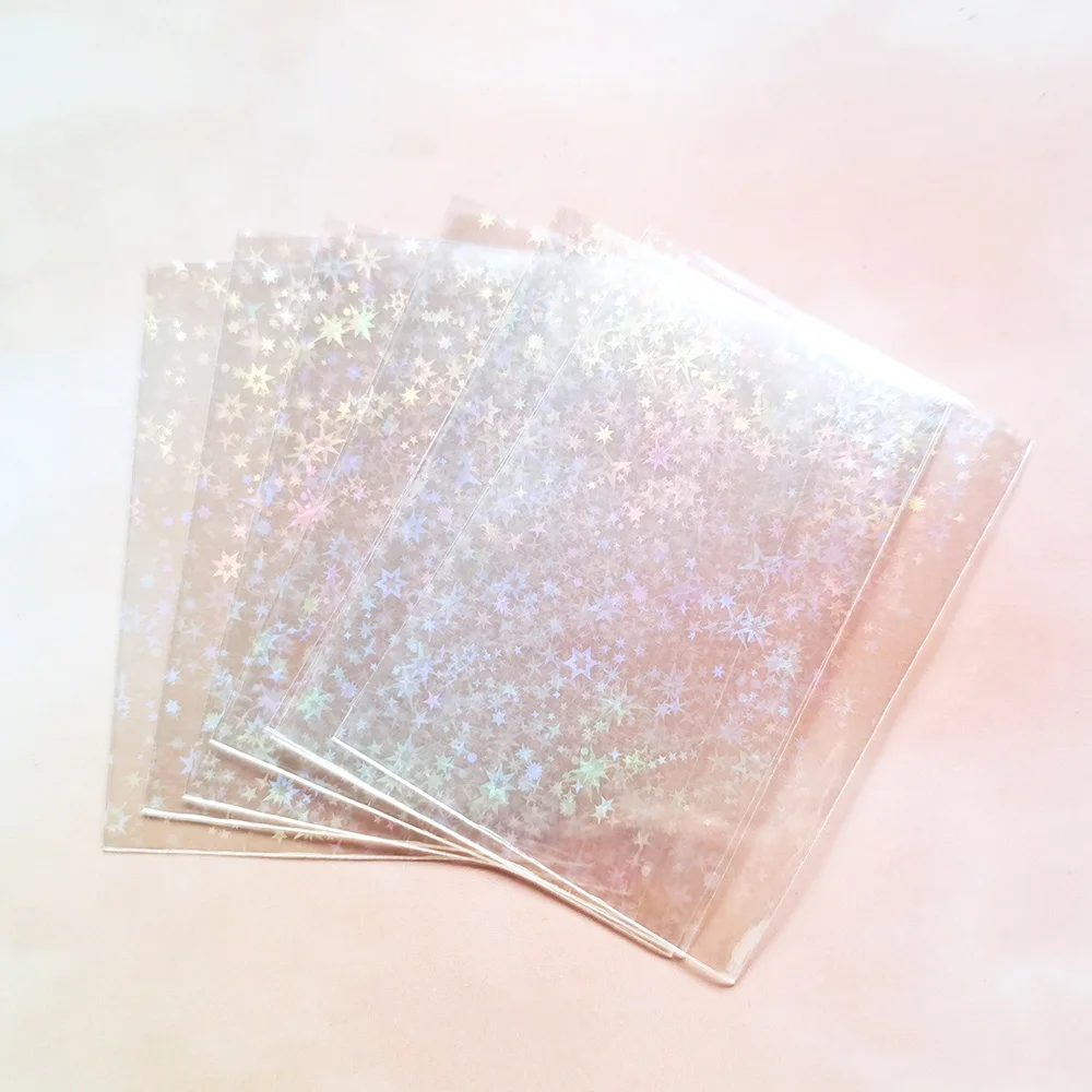 100PCS/BAG Laser Little Star Flashing Card Clear Sleeves Korea Idol Photo Holographic Protector Trading Shield Magic Cover | Спорт и