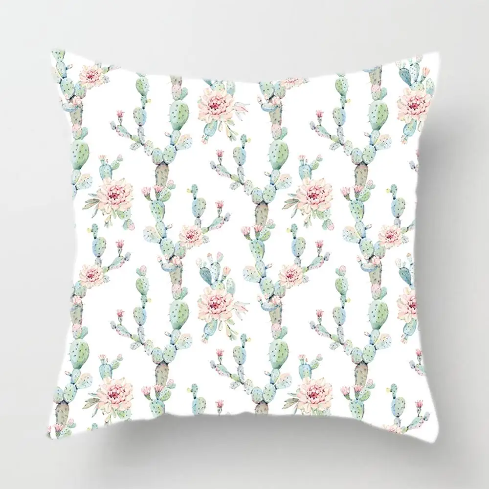 

Imixlot 45*45cm Pillowcase Cactus Flower Pattern New Design Sofa Throw Pillow Case Soft Short Plush Cushion Cover