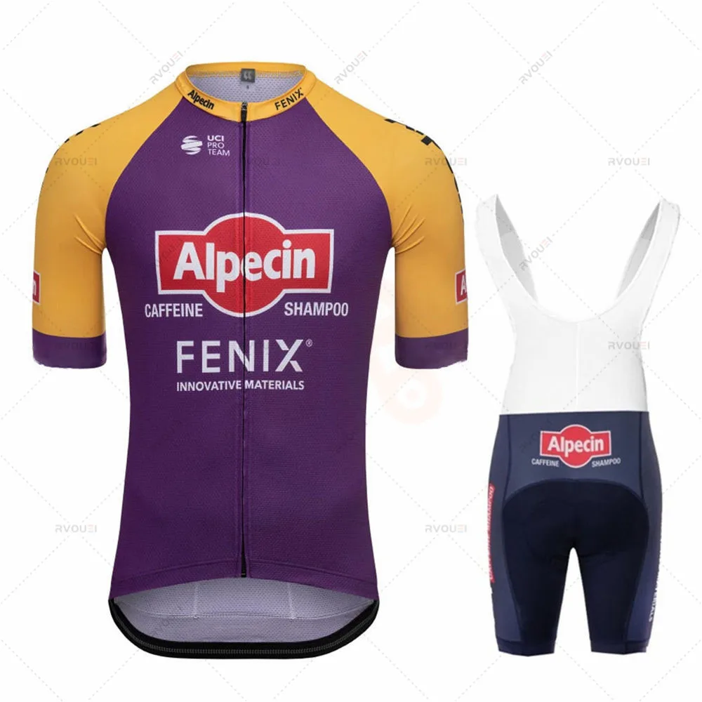 

2021 Alpecin Fenix Cycling Jersey Set Summer Bicycle Clothing Men's Quick Dry Road bike Shirt Suit bib Shorts Maillot Ciclismo