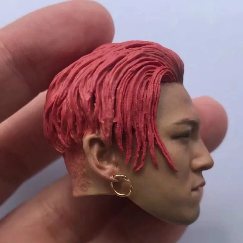 Mnotht масштаб 1/6 голова бигбанг Лепка красные волосы с серьгами Корейская Красивая