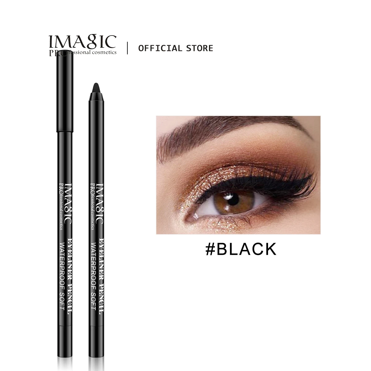

IMAGIC Eyeliner Pencil Easy Wear Long-Lasting Waterproof Smooth High Pigment Black Brightener Quick-drying Eye Makeup Cosmetics