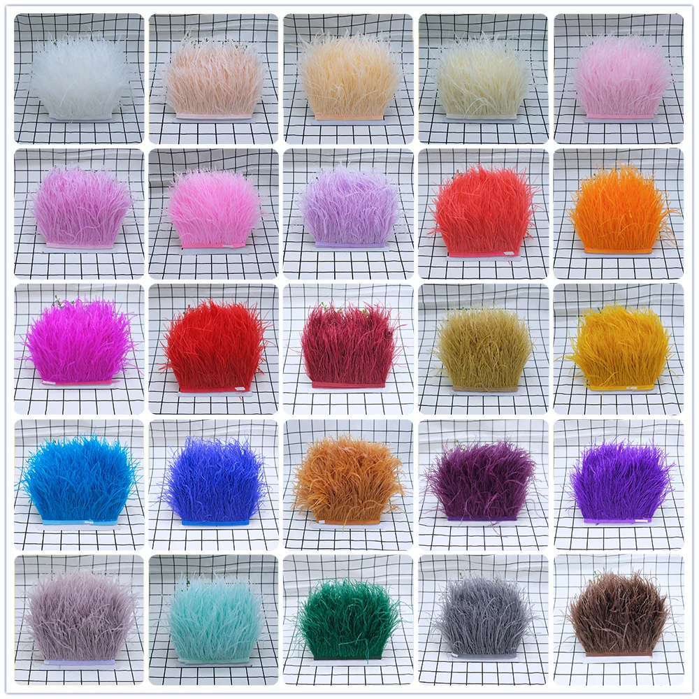 

10meters 10-15cm Real Fluffy Ostrich Feather Trims Ribbon White Ostrich Plume Dress Clothing Decoration Sewing Feathers Crafts