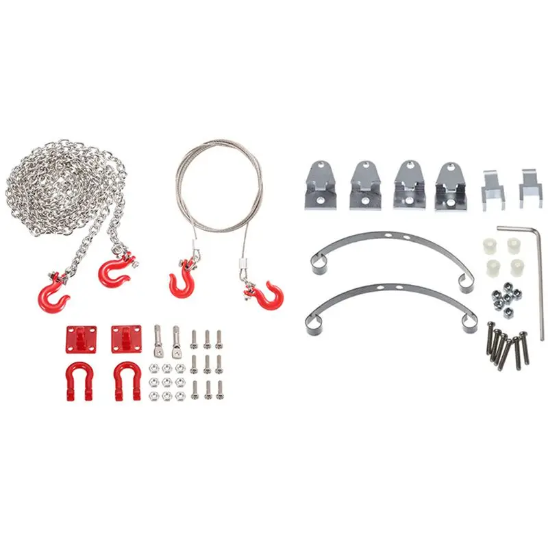 

RC Car Parts Metal Trailer Hook Tow Chain Shackle Bracket with Steel Leaf Spring Suspension SetSilver