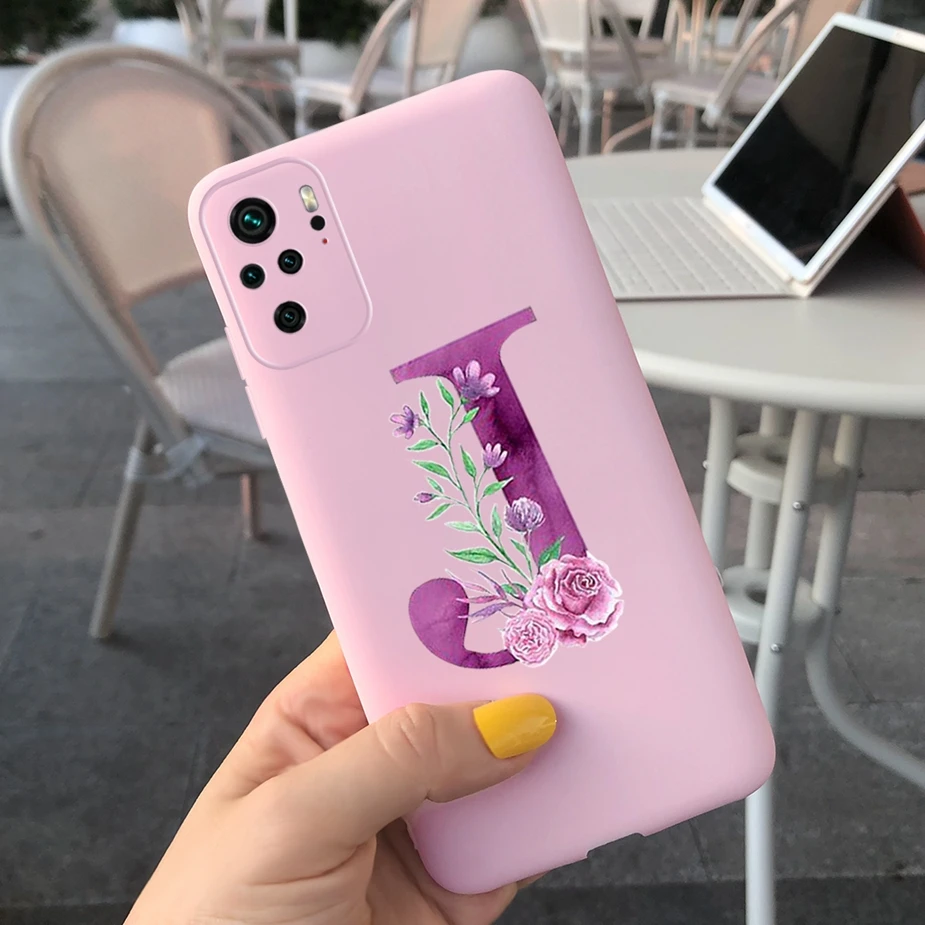 For Xiaomi Redmi Note 10 Case Note 10S Cute 26 Flower Letters Phone Cases For Xiaomi Redmi Note 10 Pro Note10 S Soft Slim Fundas