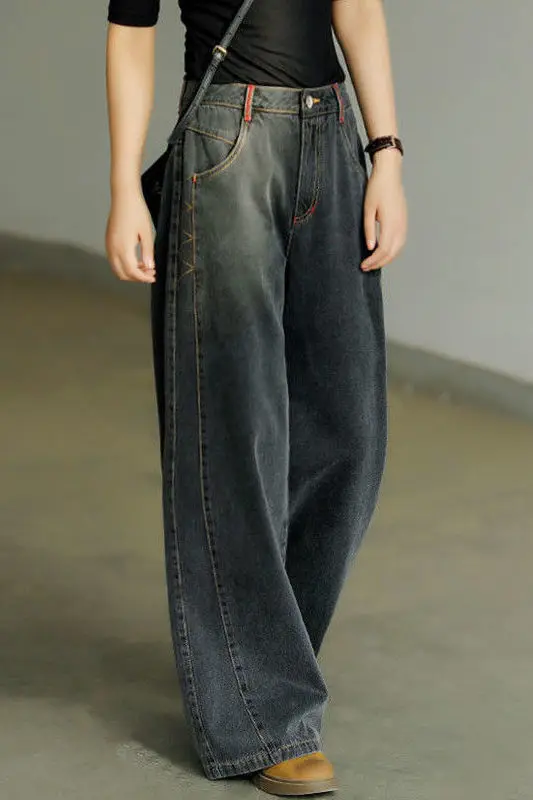 

Black Straight Jeans Women's Loose New High Waist Wide Leg Trousers For Spring 2021