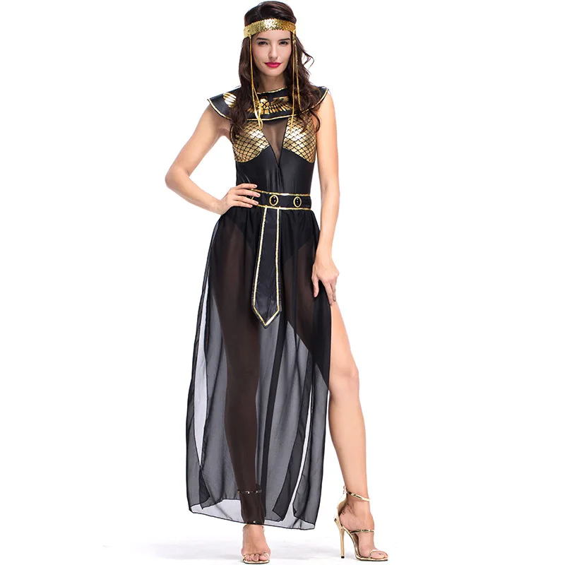 Umorden Carnival Party Halloween Egyptian Cleopatra Costume Women Adult Egypt Queen Cosplay Costumes Sexy Golden Fancy Dress