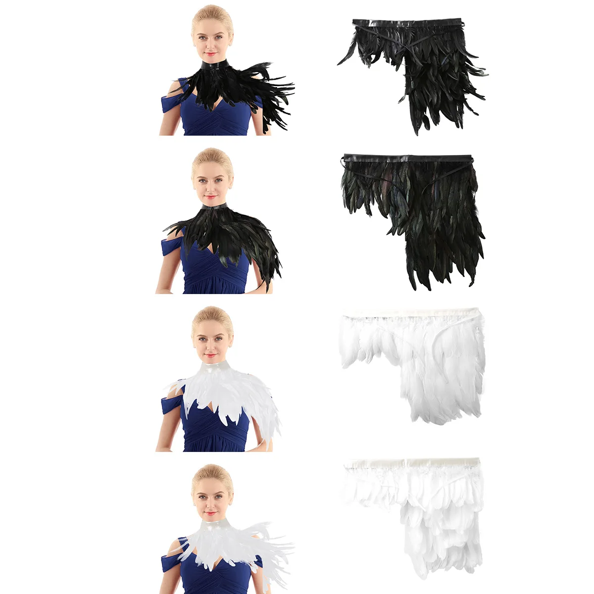 В стиле панк готика накидка с перьями плащ окрашенная петушиные перья крылья