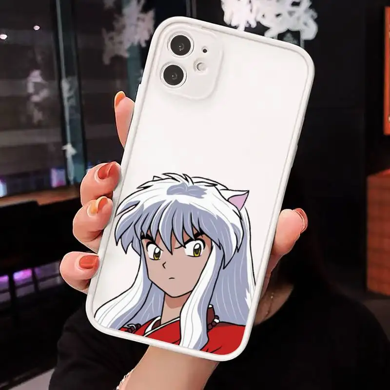 

Anime Inuyasha Phone Case For iPhone 12 11 Mini Pro XR XS Max 7 8 Plus X Matte transparent White Cover