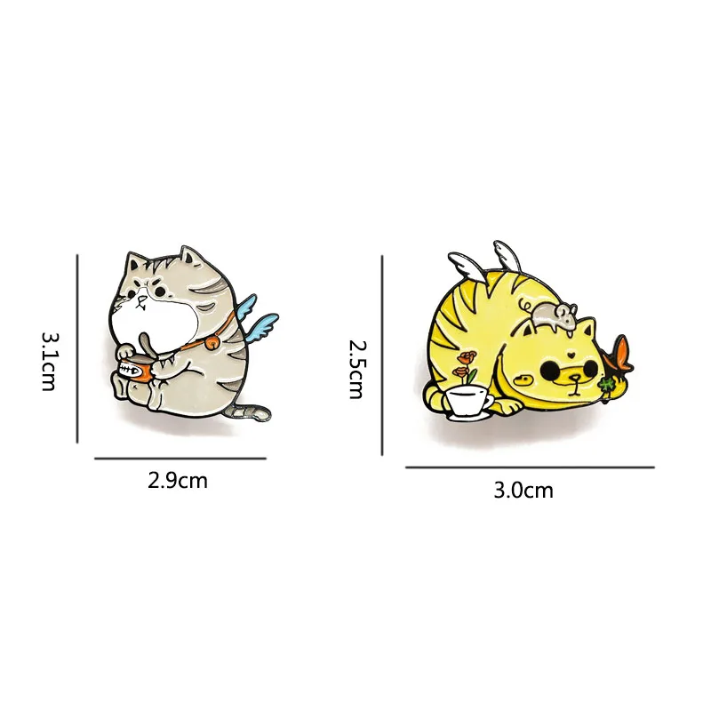 Новинка Милая брошь с котом животное длинными крыльями ленивый кот мышь играть