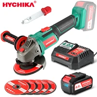 hychika 20v cordless angle grinder circular saw 4 0ah battery manual grinder with 4 grinding wheel cutting blade grinder tool