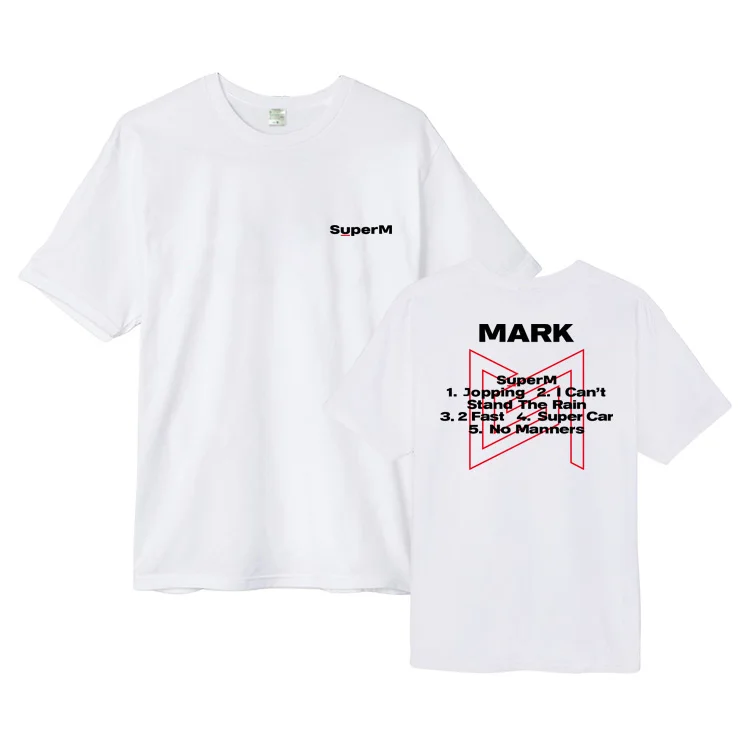 Модная футболка с надписью Kpop SuperM Повседневная унисекс круглым вырезом