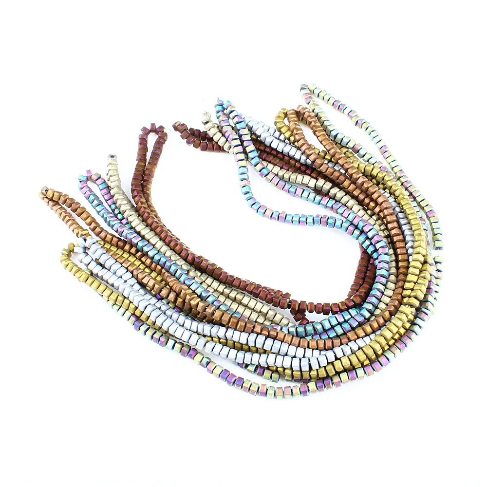 Натуральный камень 3 мм гематит красочное покрытие плоский куб Септа бусины