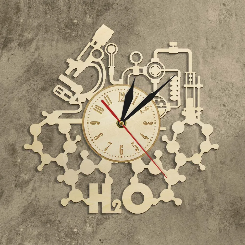 H2O химический эксперимент деревянные настенные часы школа класс химия