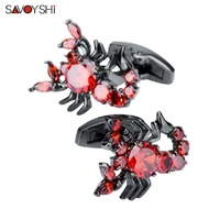 savoyshi novelty red zircons scorpion cufflinks for mens shirt high quality animal cuff link brand fashion men christmas jewelry