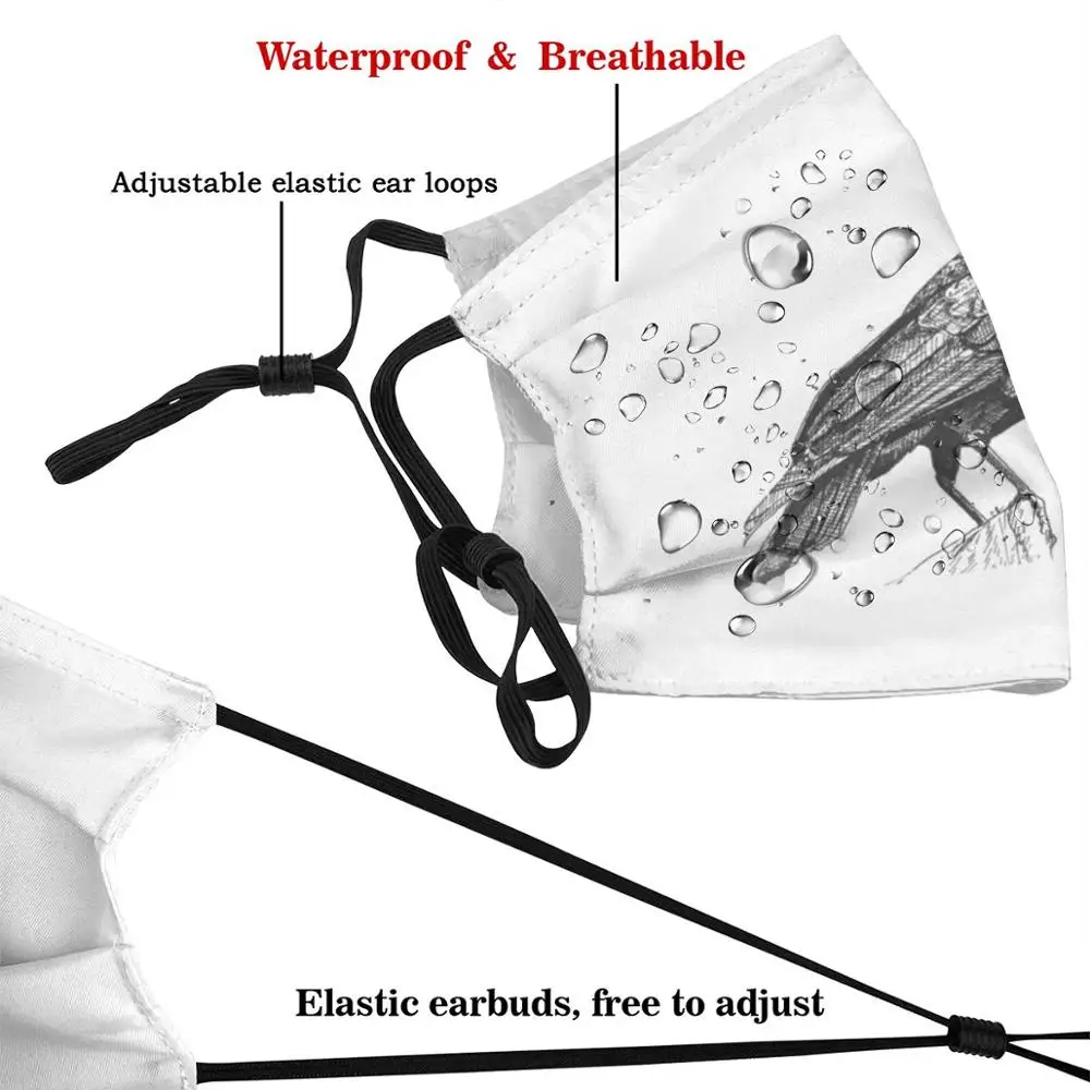 American Crow Print Washable Filter Anti Dust Mouth Mask Birds Bird Crows Corvids Blackbird Wildlife | Аксессуары для одежды