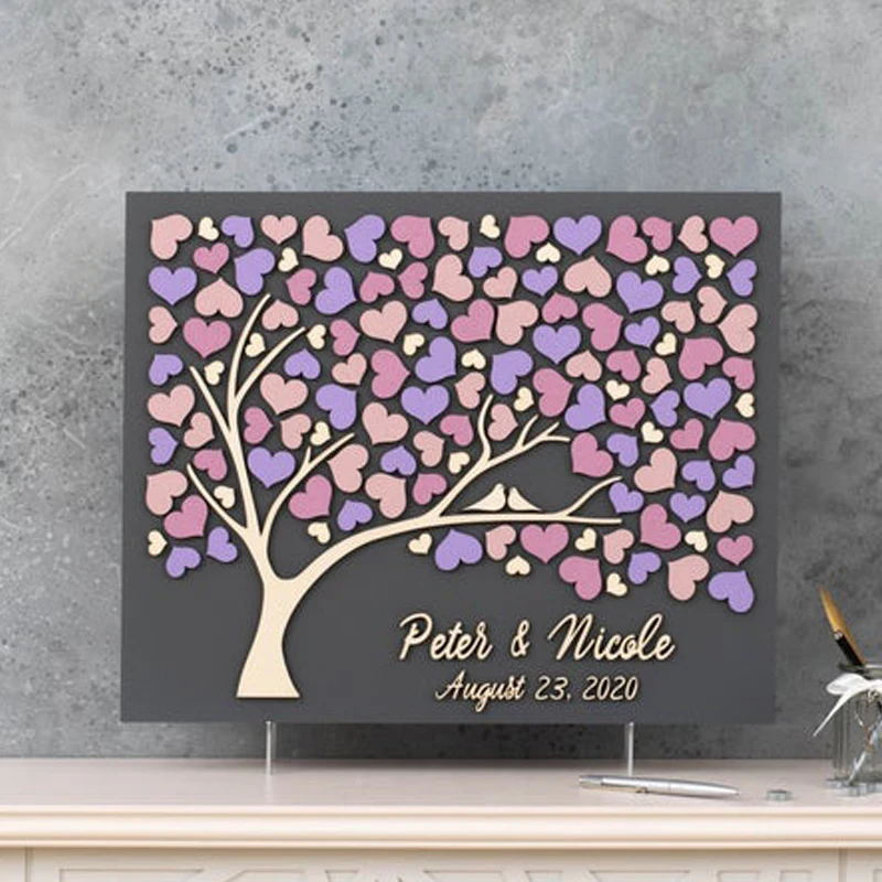 Трехмерная серая Свадебная Гостевая книга альтернативное дерево индивидуальная